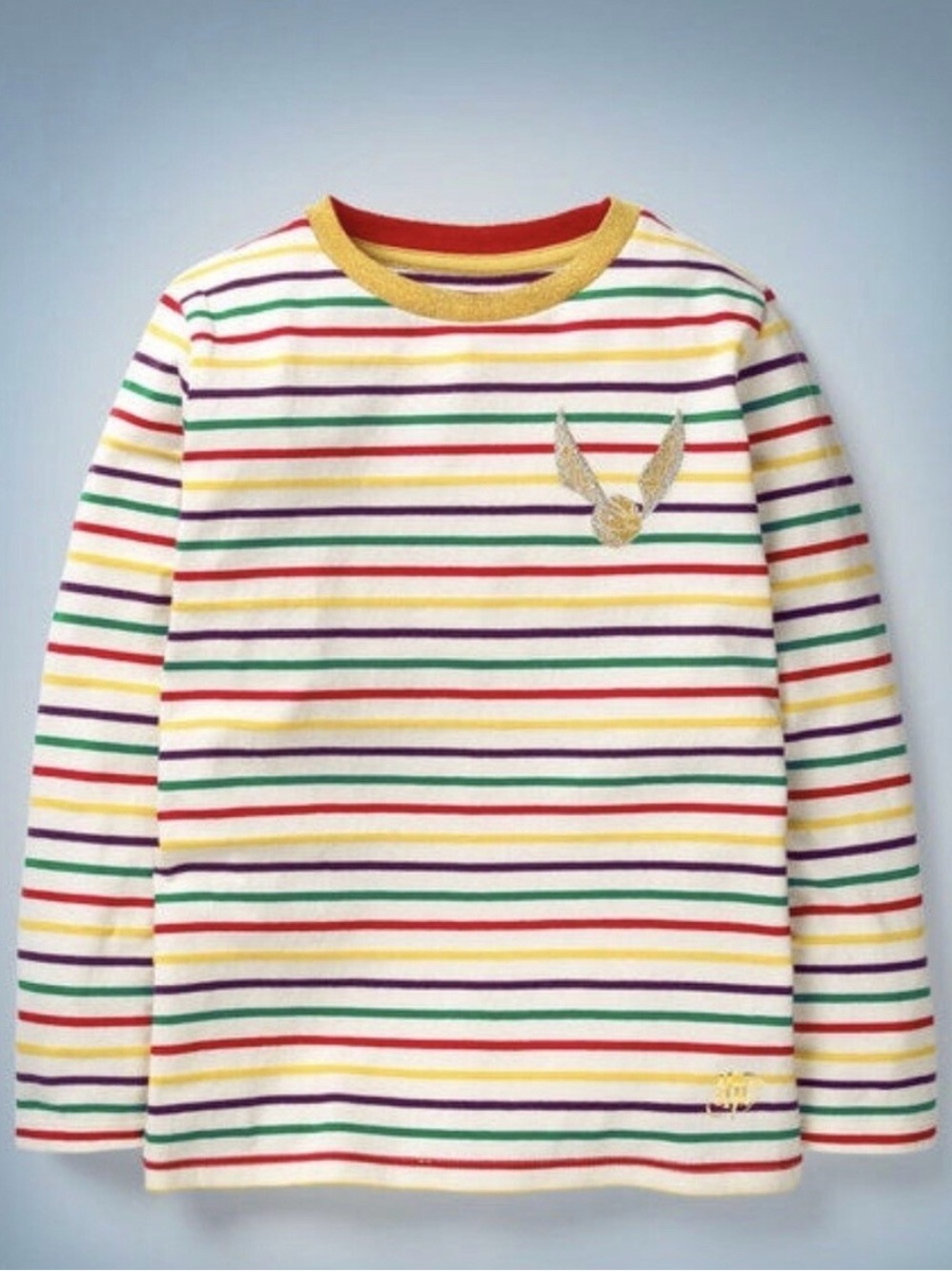 Mini Boden Harry Potter Golden Snitch Stripe Shirt 7-8Y 128cm Long Sleeve